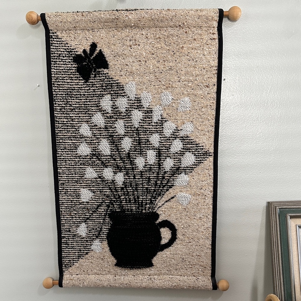Vintage Finnish Butterfly Floral Tapestry‎ Wall Hanging By Hanhisalon Kutomo Oy